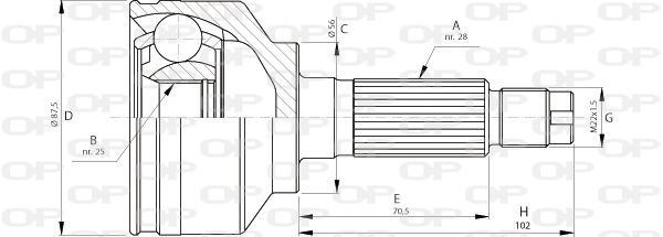 OPEN PARTS Шарнирный комплект, приводной вал CVJ5714.10